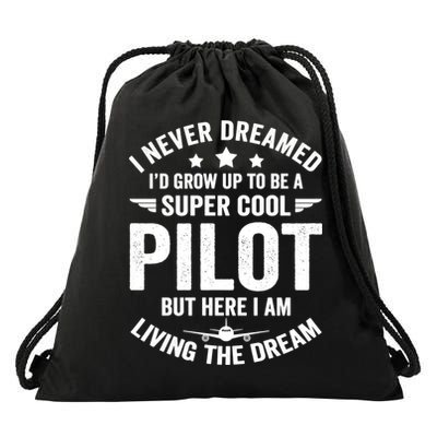 Funny Pilot Flying Aviation Airplane Cool Pilot Airplane Gift Drawstring Bag