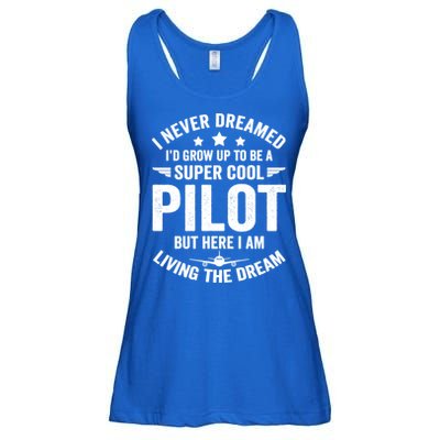 Funny Pilot Flying Aviation Airplane Cool Pilot Airplane Gift Ladies Essential Flowy Tank