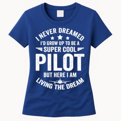 Funny Pilot Flying Aviation Airplane Cool Pilot Airplane Gift Womens T-Shirt