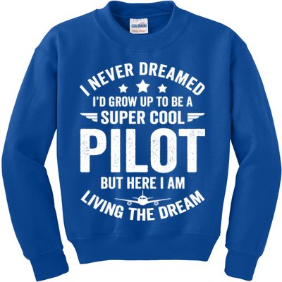 Funny Pilot Flying Aviation Airplane Cool Pilot Airplane Gift Kids Sweatshirt