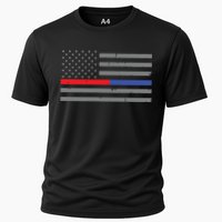 Firefighter Police Flag Thin Red Blue Line Performance Shirt
