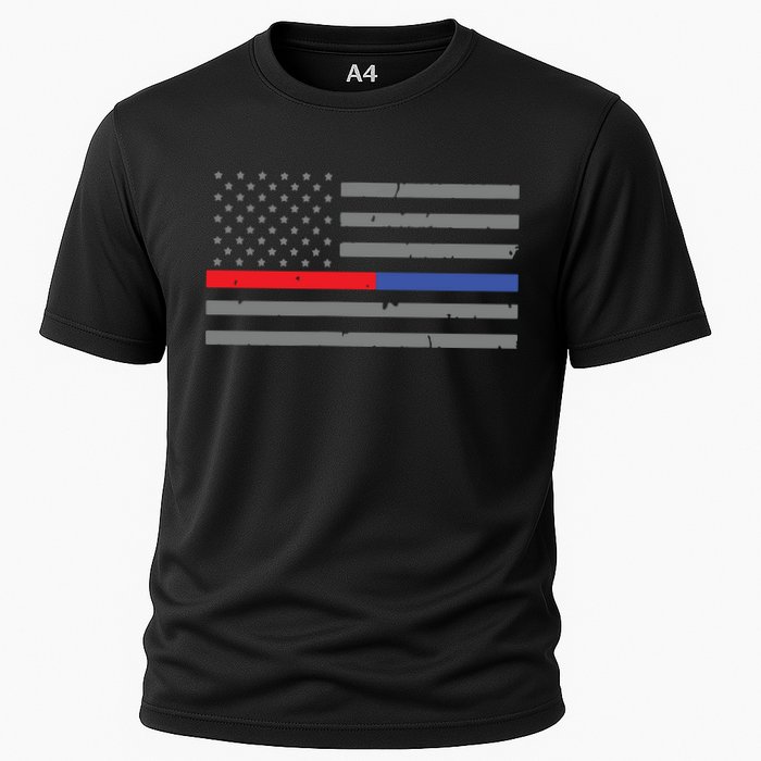 Firefighter Police Flag Thin Red Blue Line Performance Shirt