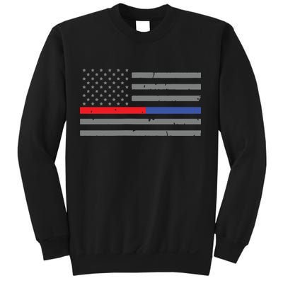 Firefighter Police Flag Thin Red Blue Line Sweatshirt