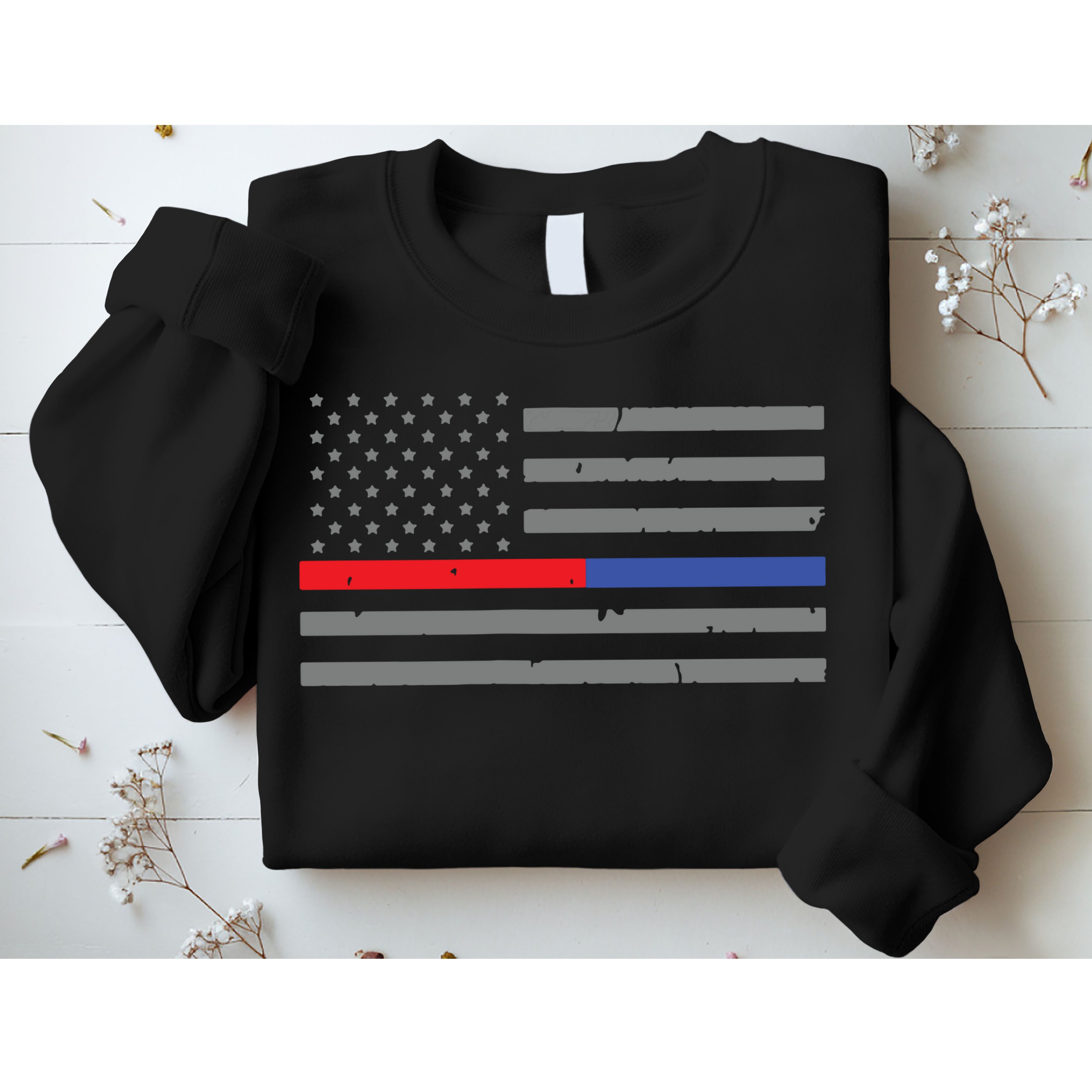 Firefighter Police Flag Thin Red Blue Line Sweatshirt