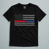 Firefighter Police Flag Thin Red Blue Line T-Shirt