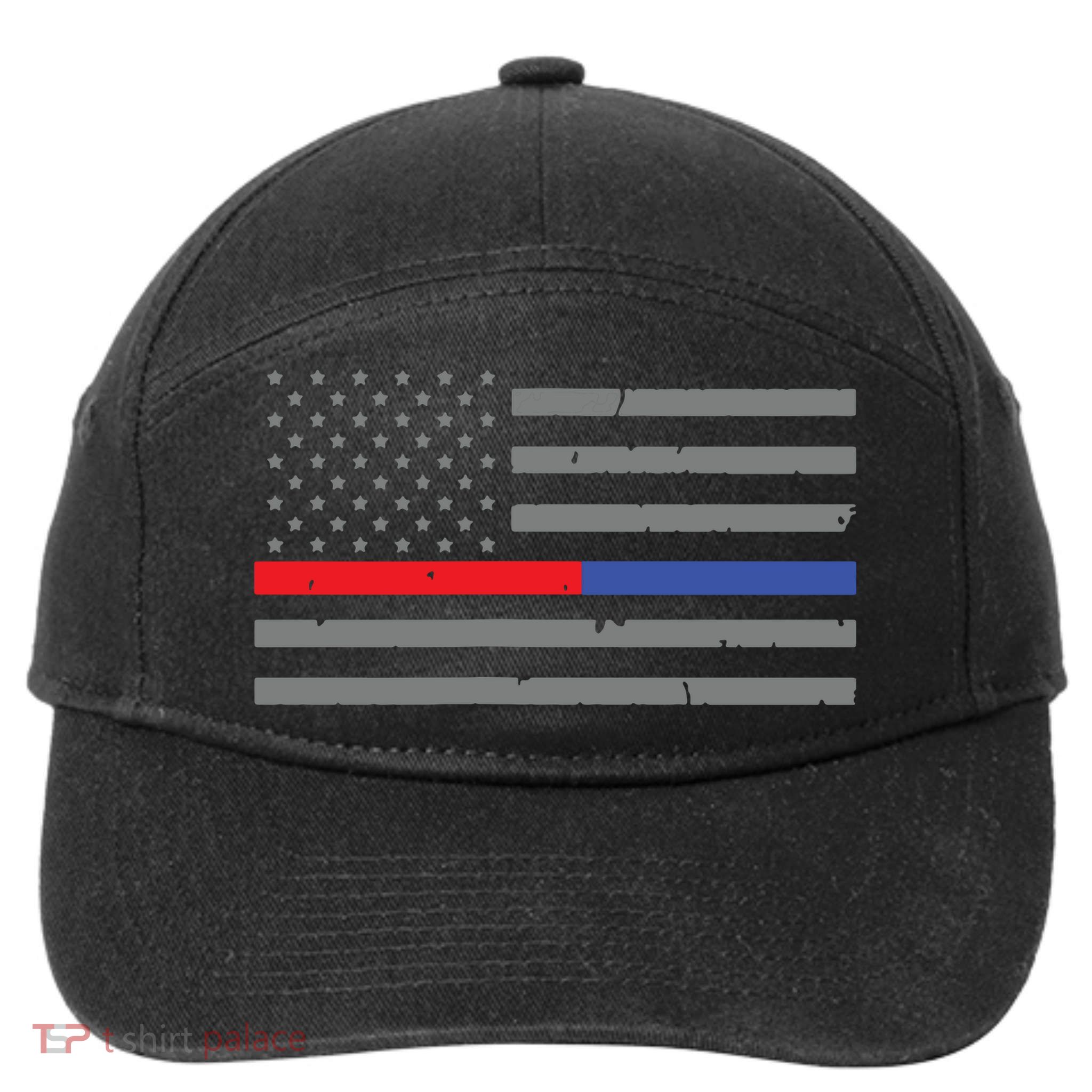 Firefighter Police Flag Thin Red Blue Line 7-Panel Snapback Hat