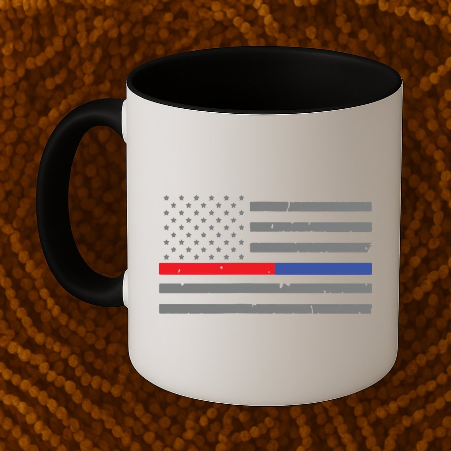 Firefighter Police Flag Thin Red Blue Line Mug