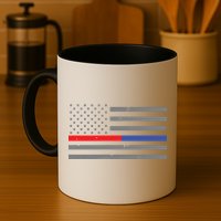 Firefighter Police Flag Thin Red Blue Line Mug