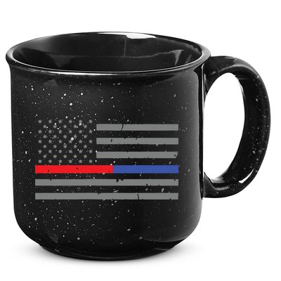 Firefighter Police Flag Thin Red Blue Line 15oz Campfire Ceramic Mug