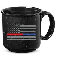 Firefighter Police Flag Thin Red Blue Line 15oz Campfire Ceramic Mug