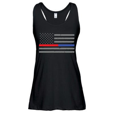 Firefighter Police Flag Thin Red Blue Line Ladies Essential Flowy Tank