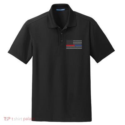 Firefighter Police Flag Thin Red Blue Line Dry Zone Grid Polo