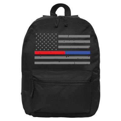 Firefighter Police Flag Thin Red Blue Line 16 in Basic Backpack