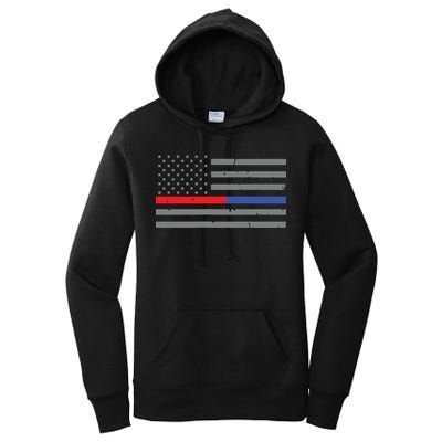 Firefighter Police Flag Thin Red Blue Line Women's Pullover Hoodie