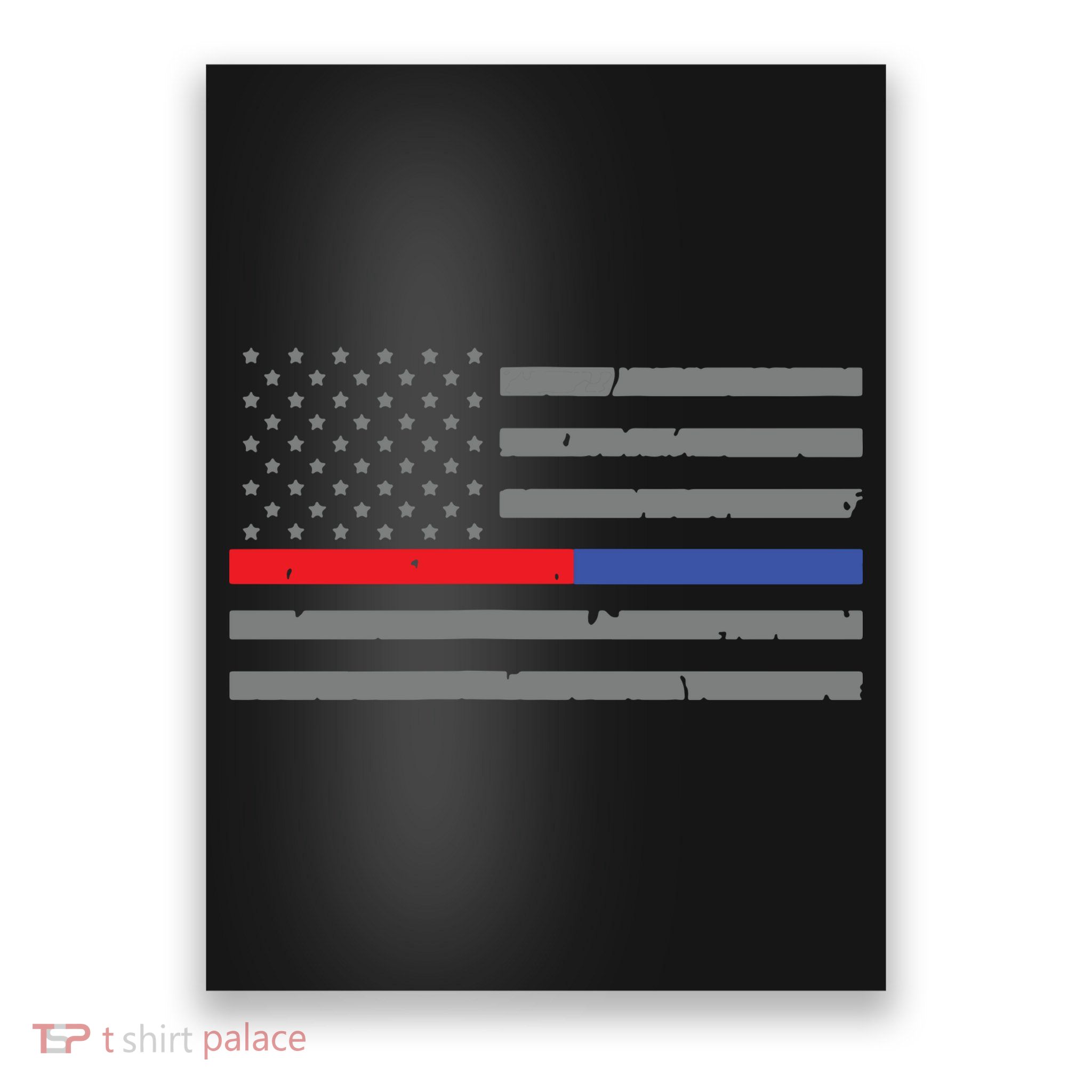 Firefighter Police Flag Thin Red Blue Line Poster