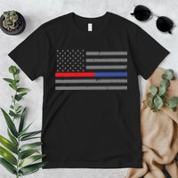 Firefighter Police Flag Thin Red Blue Line Premium T-Shirt