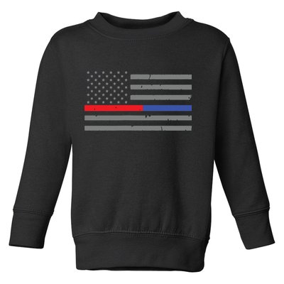 Firefighter Police Flag Thin Red Blue Line Toddler Sweatshirt