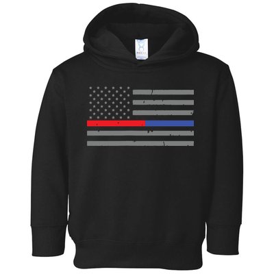 Firefighter Police Flag Thin Red Blue Line Toddler Hoodie