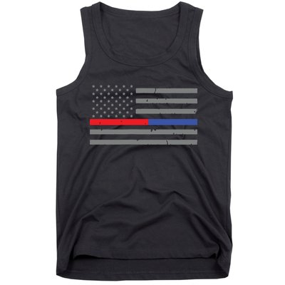 Firefighter Police Flag Thin Red Blue Line Tank Top