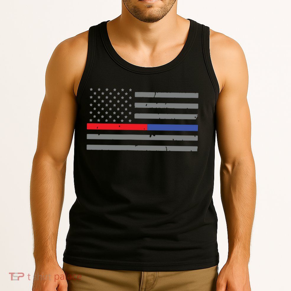 Firefighter Police Flag Thin Red Blue Line Tank Top