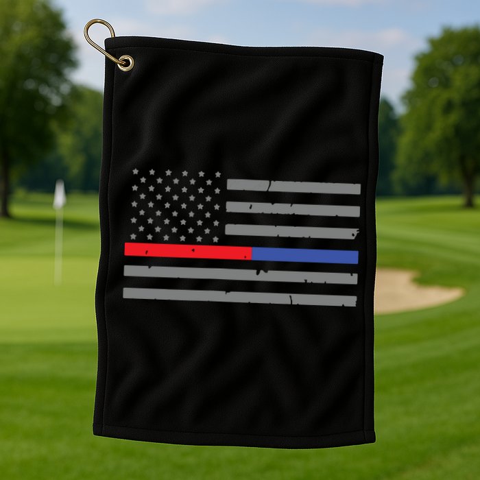 Firefighter Police Flag Thin Red Blue Line Golf Towel