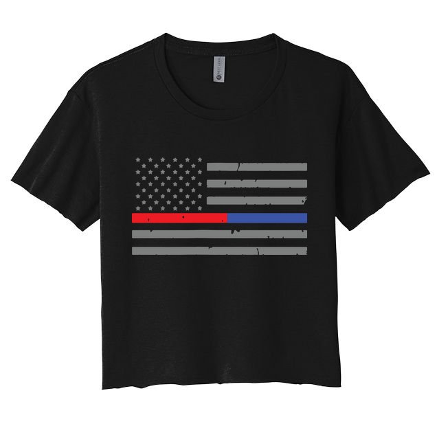 Firefighter Police Flag Thin Red Blue Line Crop Top