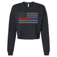 Firefighter Police Flag Thin Red Blue Line Cropped Pullover Crew
