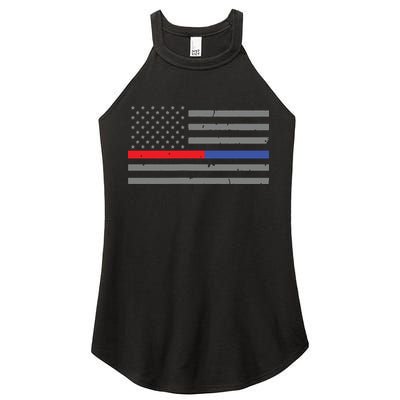 Firefighter Police Flag Thin Red Blue Line Women's Perfect Tri Rocker Tank