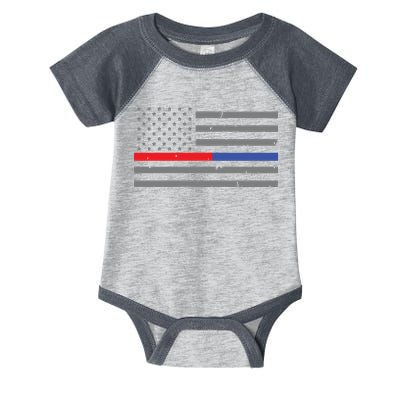 Firefighter Police Flag Thin Red Blue Line Infant Baby Jersey Bodysuit