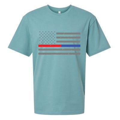 Firefighter Police Flag Thin Red Blue Line Sueded Cloud Jersey T-Shirt
