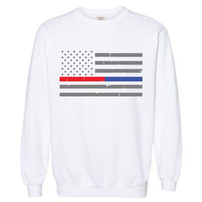 Firefighter Police Flag Thin Red Blue Line Garment-Dyed Sweatshirt
