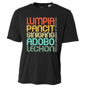 Filipino Philippine Food Lumpia Pancit Sinigang Adobo Lechon Cooling Performance Crew T-Shirt