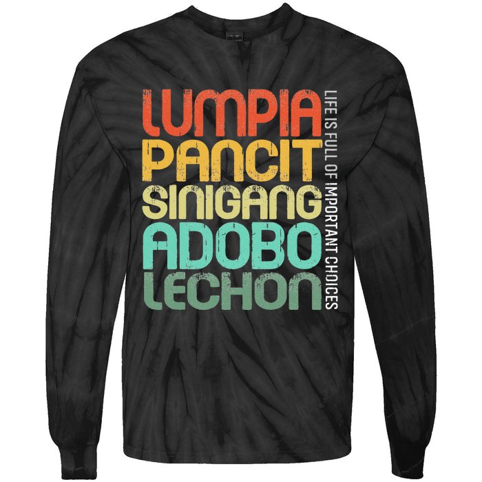 Filipino Philippine Food Lumpia Pancit Sinigang Adobo Lechon Tie-Dye Long Sleeve Shirt