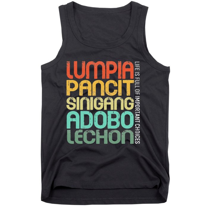 Filipino Philippine Food Lumpia Pancit Sinigang Adobo Lechon Tank Top