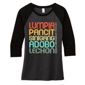 Filipino Philippine Food Lumpia Pancit Sinigang Adobo Lechon Women's Tri-Blend 3/4-Sleeve Raglan Shirt