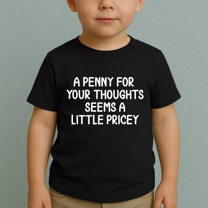 Funny Penny For Your Thoughts Sarcastic Joke Hilarious Cynical Sayings Graphic Toddler T-Shirt