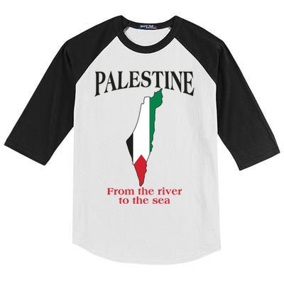 Free Palestine From The River To The Sea Kids Colorblock Raglan Jersey