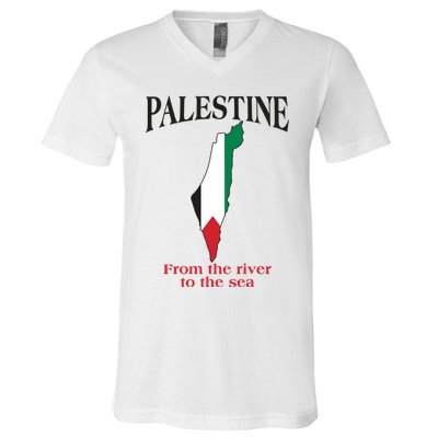Free Palestine From The River To The Sea V-Neck T-Shirt