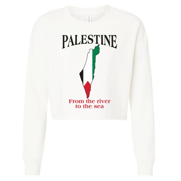 Free Palestine From The River To The Sea Cropped Pullover Crew