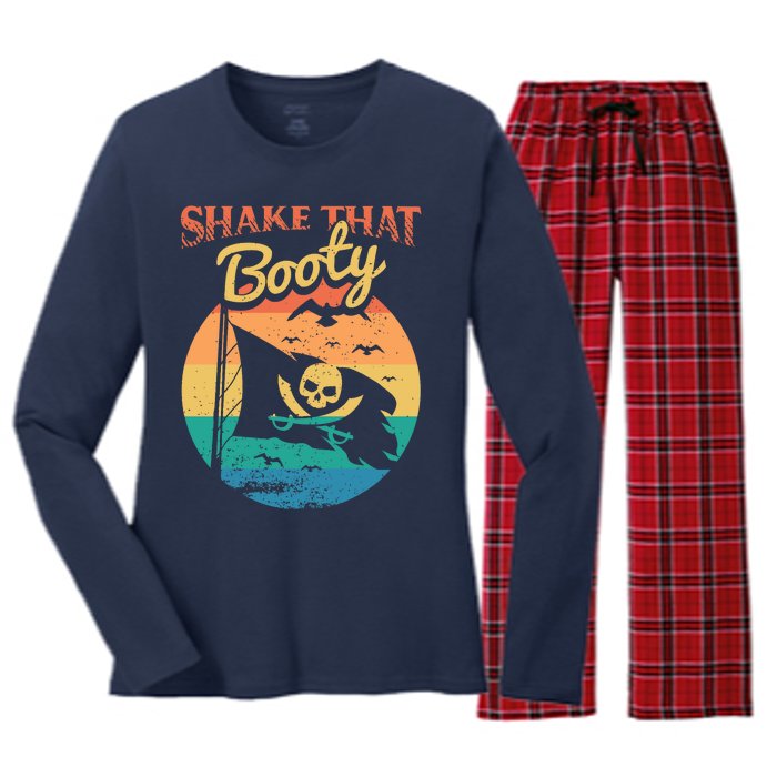 Funny Pirate Freebooter Buccaneer Caribbean Adventure Women's Long Sleeve Flannel Pajama Set 