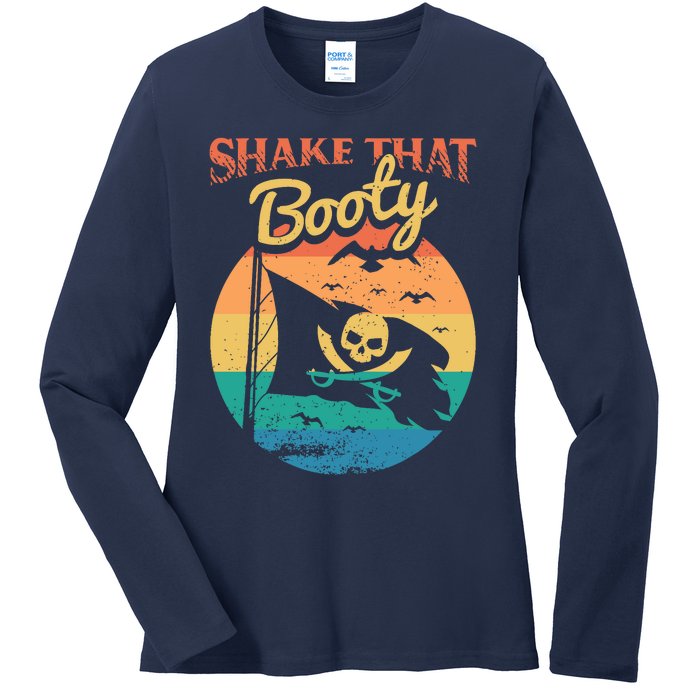 Funny Pirate Freebooter Buccaneer Caribbean Adventure Ladies Long Sleeve Shirt