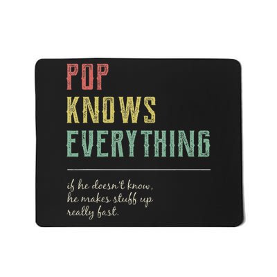Funny Pop For Grandpa Pop Knows Everything Mousepad