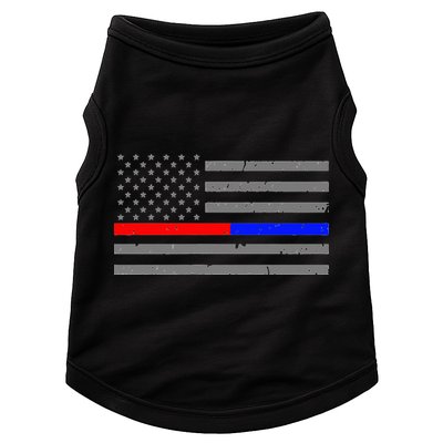 Firefighter Police Flag Thin Red Blue Line Doggie Tank
