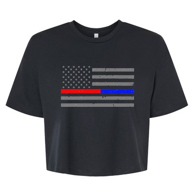 Firefighter Police Flag Thin Red Blue Line Bella+Canvas Jersey Crop Tee