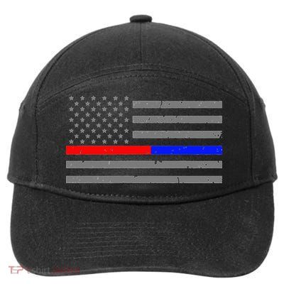 Firefighter Police Flag Thin Red Blue Line 7-Panel Snapback Hat