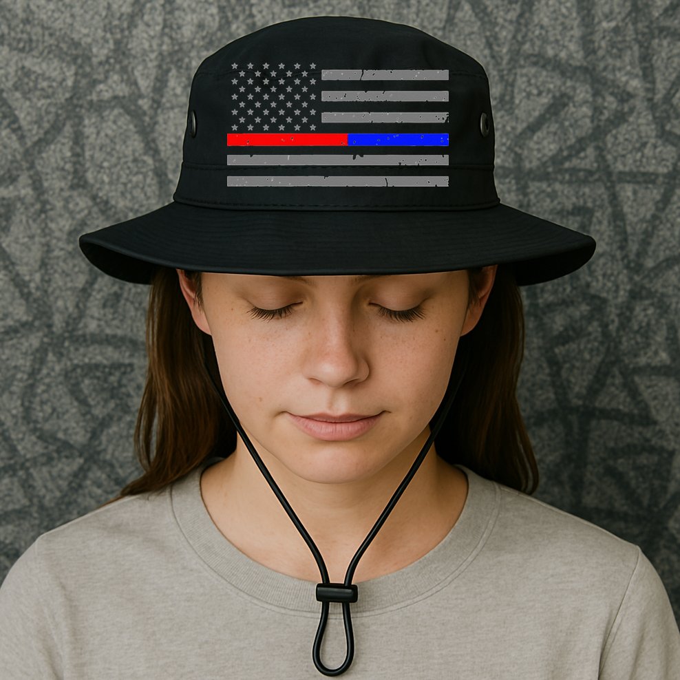 Firefighter Police Flag Thin Red Blue Line Bucket Hat