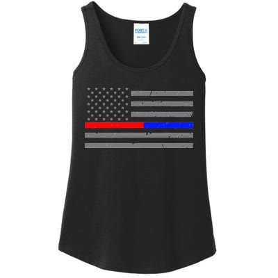 Firefighter Police Flag Thin Red Blue Line Ladies Essential Tank