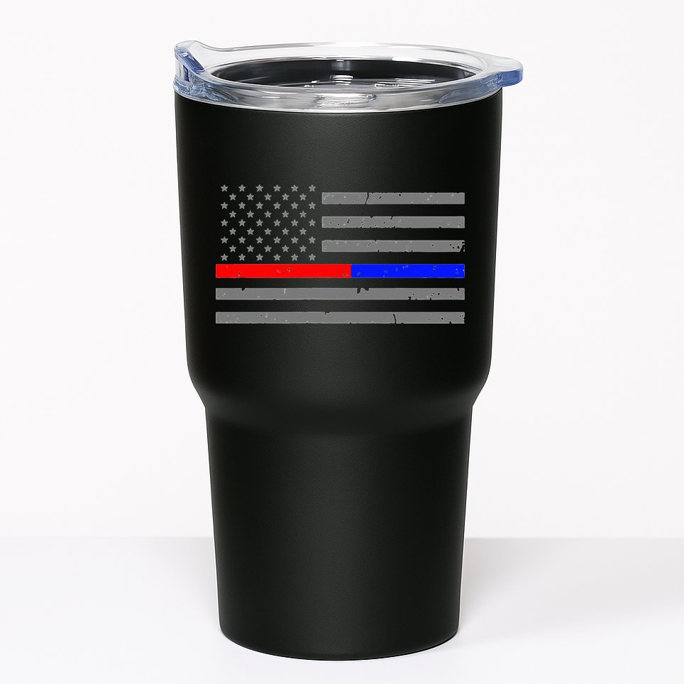 Firefighter Police Flag Thin Red Blue Line Tumbler