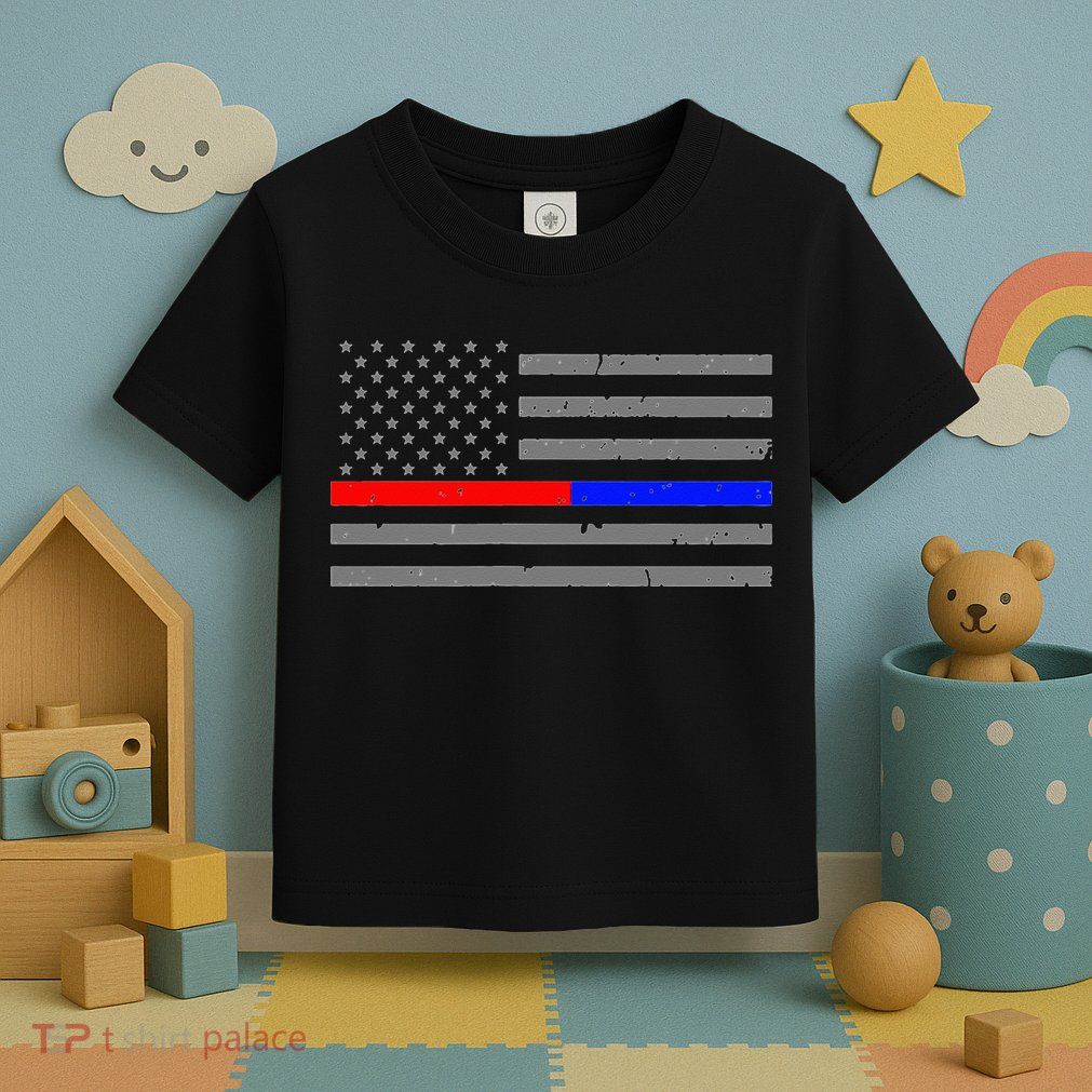 Firefighter Police Flag Thin Red Blue Line Toddler T-Shirt