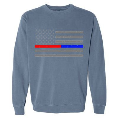 Firefighter Police Flag Thin Red Blue Line Garment-Dyed Sweatshirt